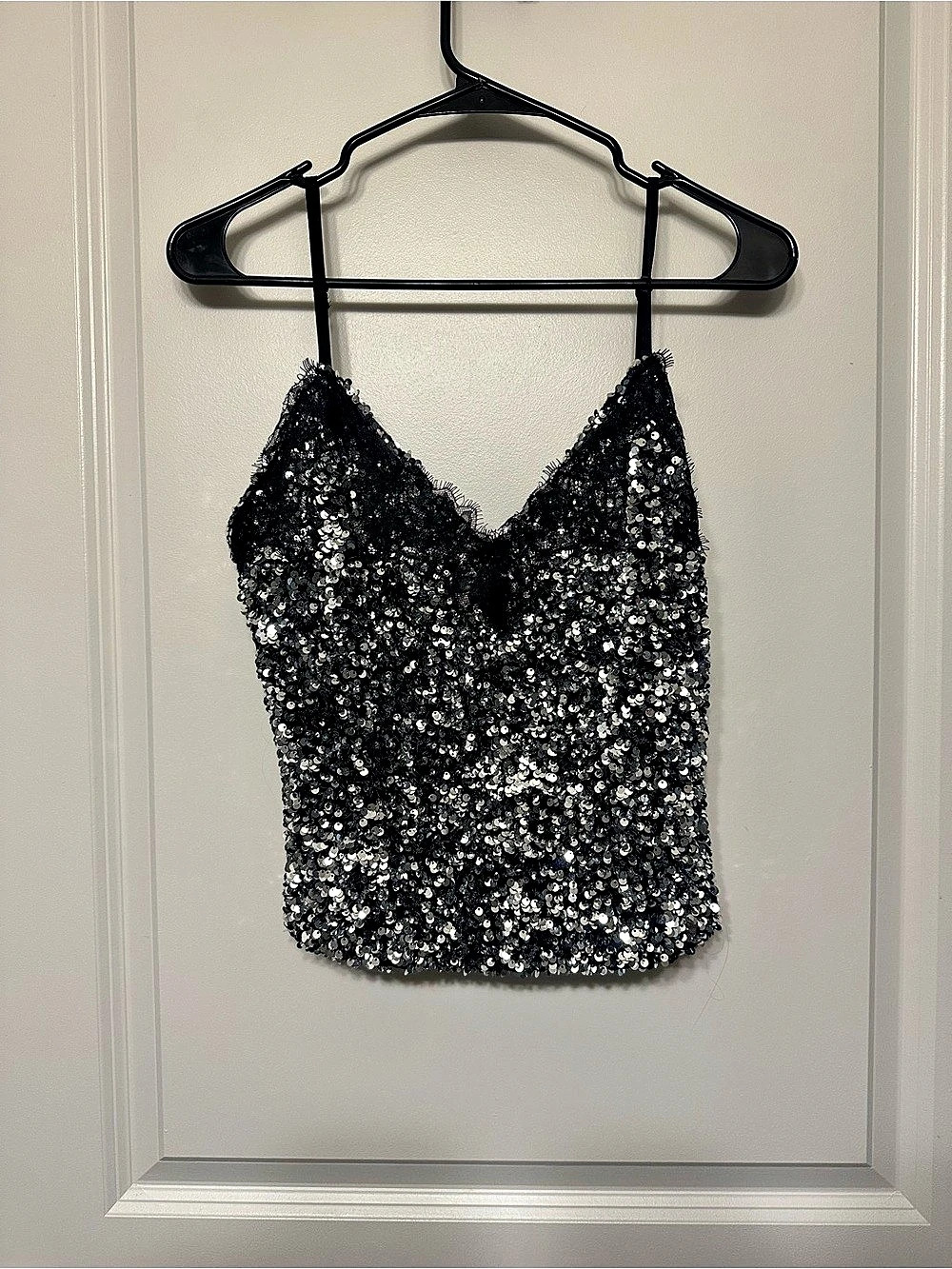 Gianni Bini Sequin Camisole in Black & Silver Like New
